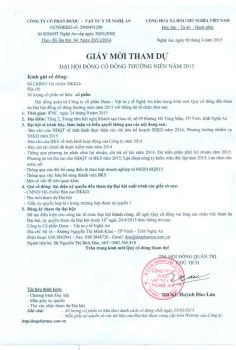 Thông báo đại hội đồng cổ đông thường niên năm 2015